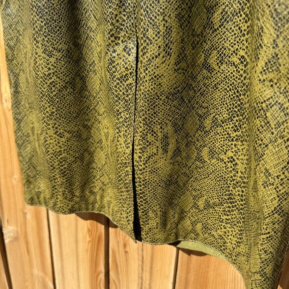 Vintage 90s Vision Apparel Green Snake Print Pleather Sleeveless Sheath Dress - Picture 9 of 11